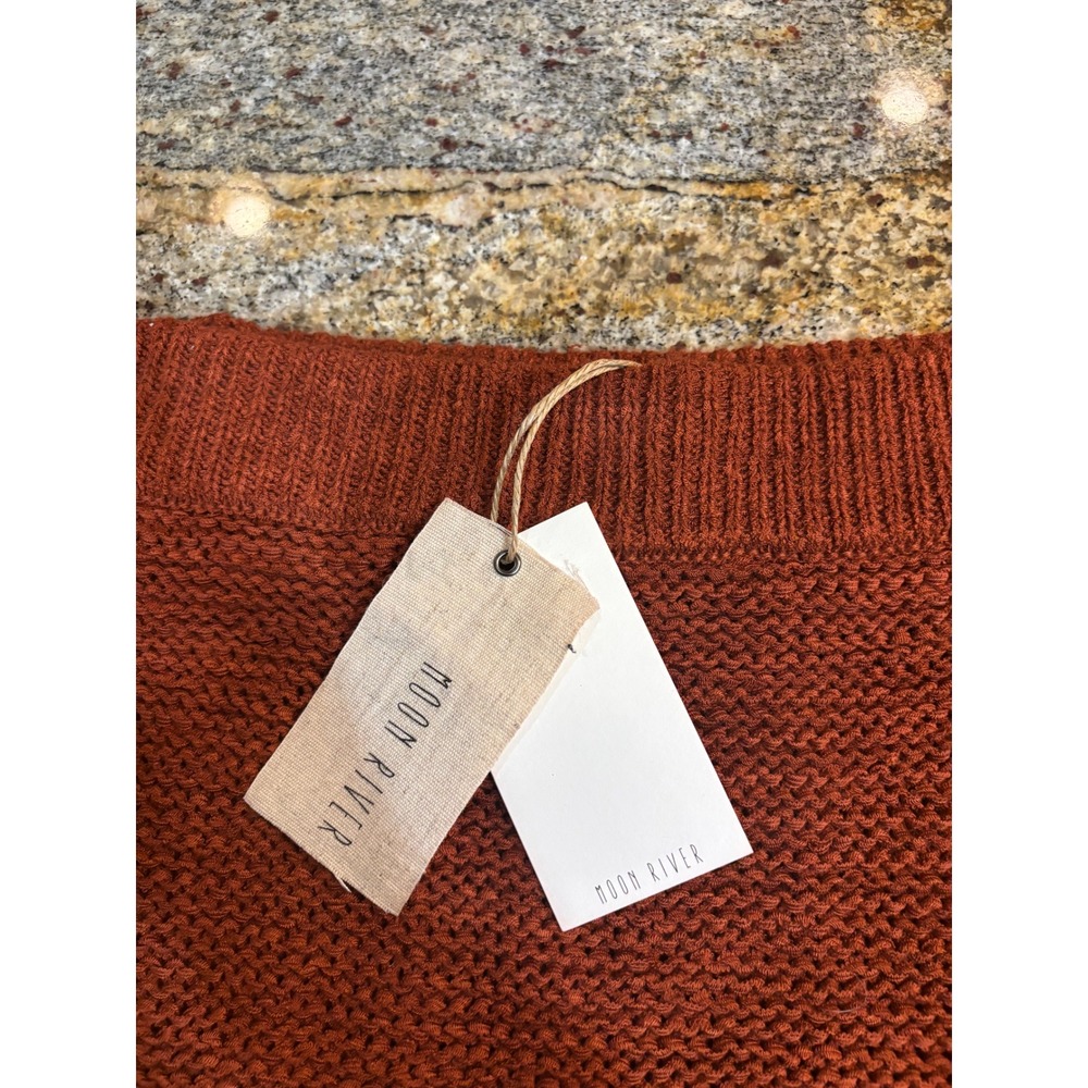 NWT Moon River Rust Knit Crochet Fringe Skirt L Boho Festival - Picture 6 of 9